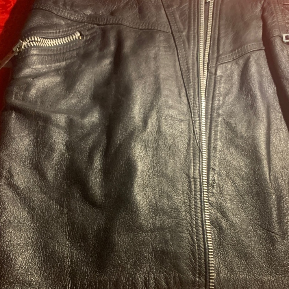 Black Leather Zip-Front Men's Jacket